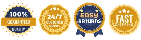 Acompactly quality, customer support, easy returns, and fast shipping badges