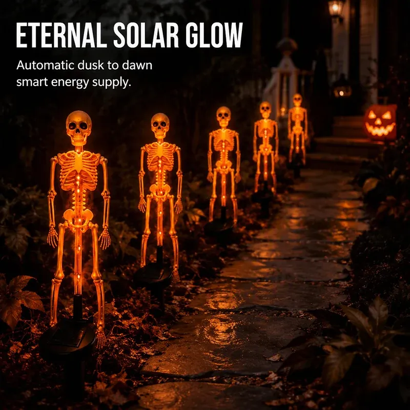 Solar powered Halloween skeleton garden light
