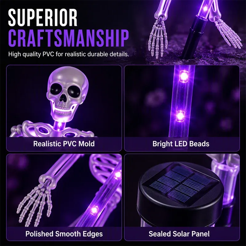 Detailed glowing skeleton Halloween decoration