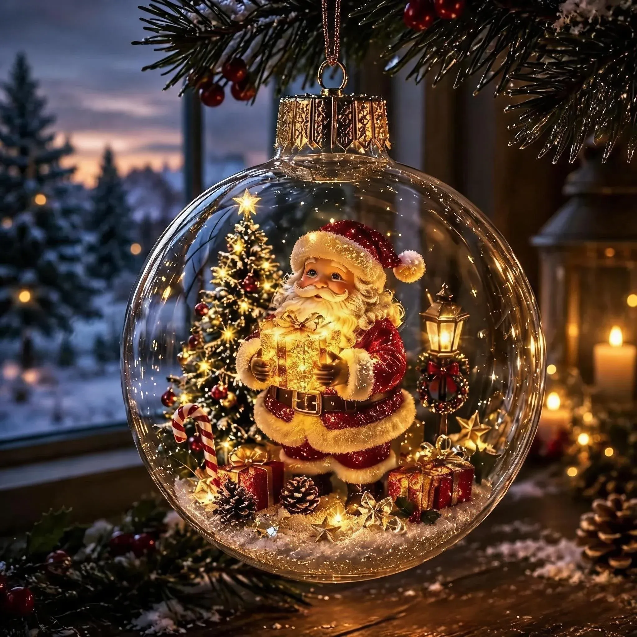 Santa Claus Christmas diorama ornament